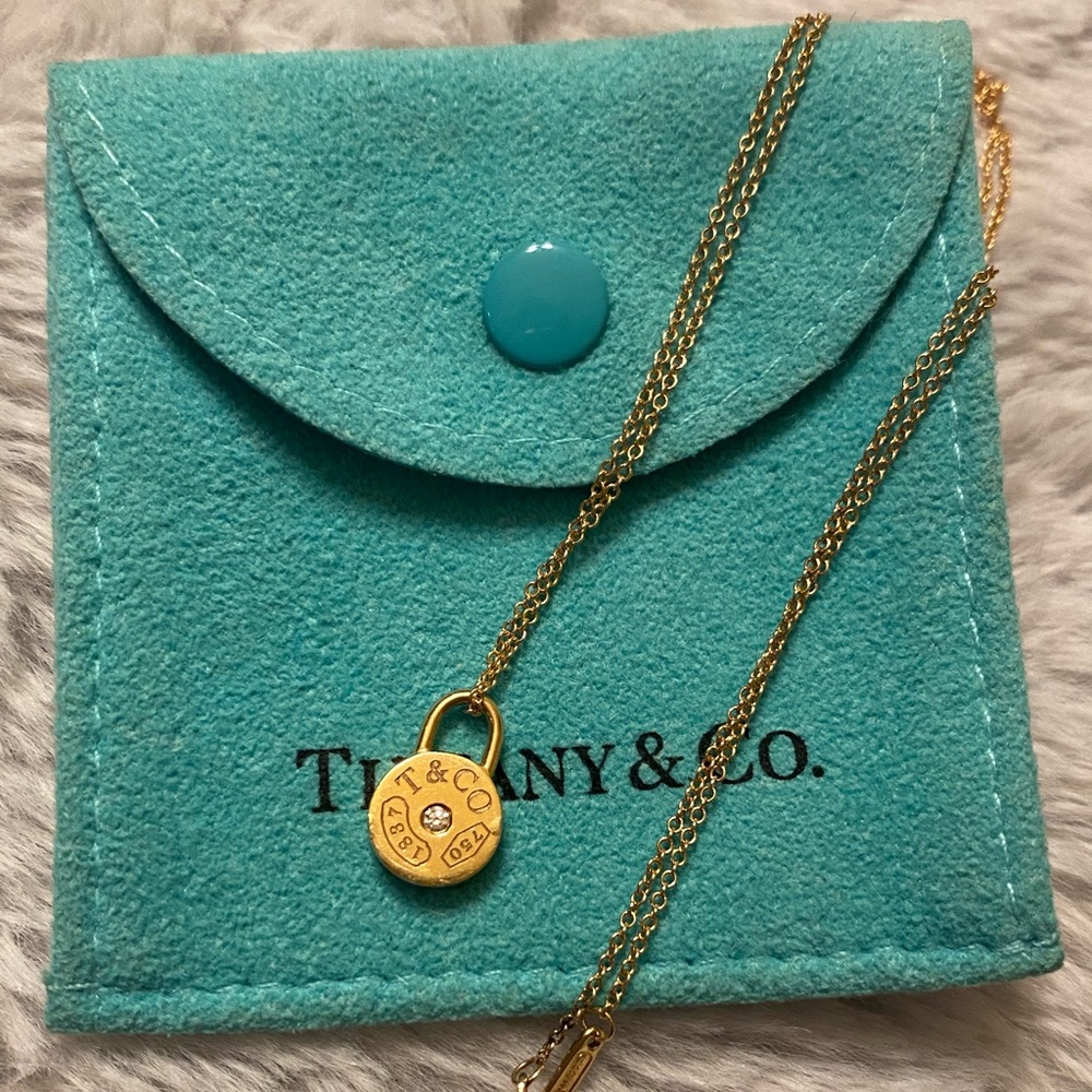 Tiffany & Co. Gold Mini Lock necklace with diamond